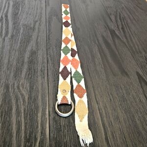 Colorful Woven Geometric Pattern Belt Made in Guatemala 100% Cotton Sz L/XL Boho